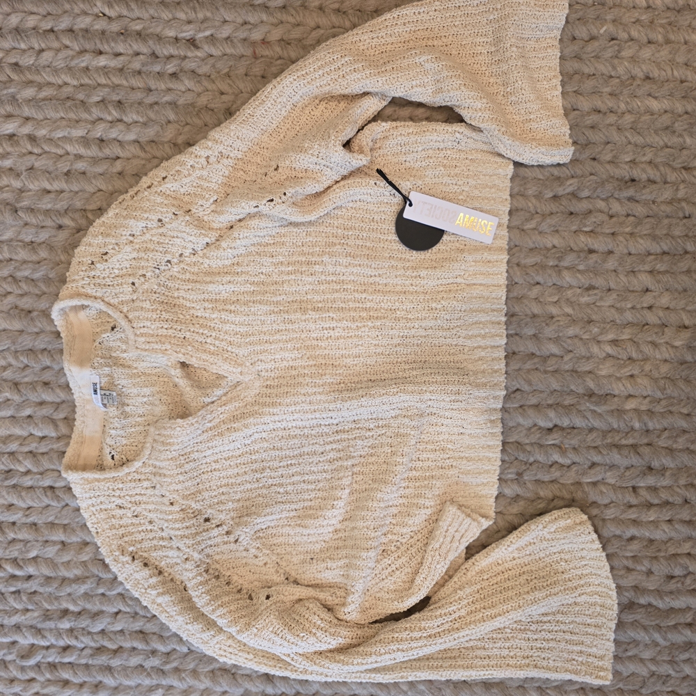 Amuse Society Cream V-Neck Sweater